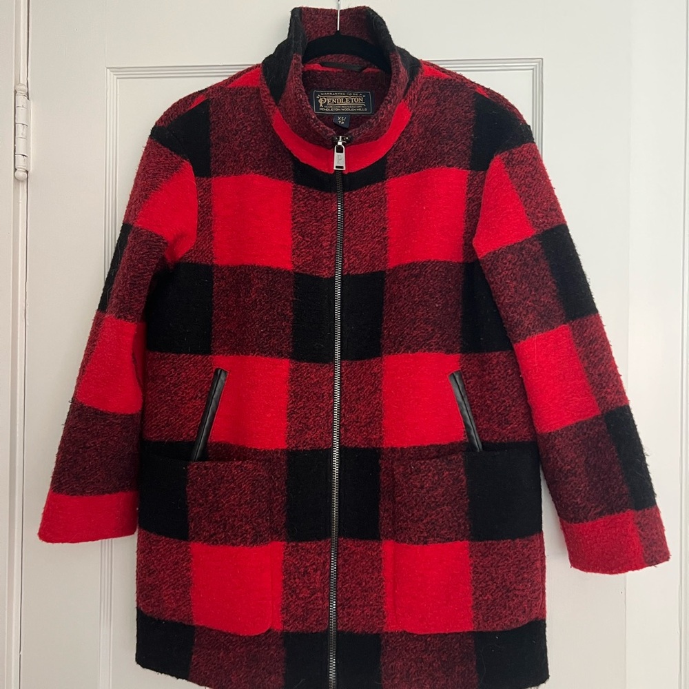 Plaid Red and Black Coat